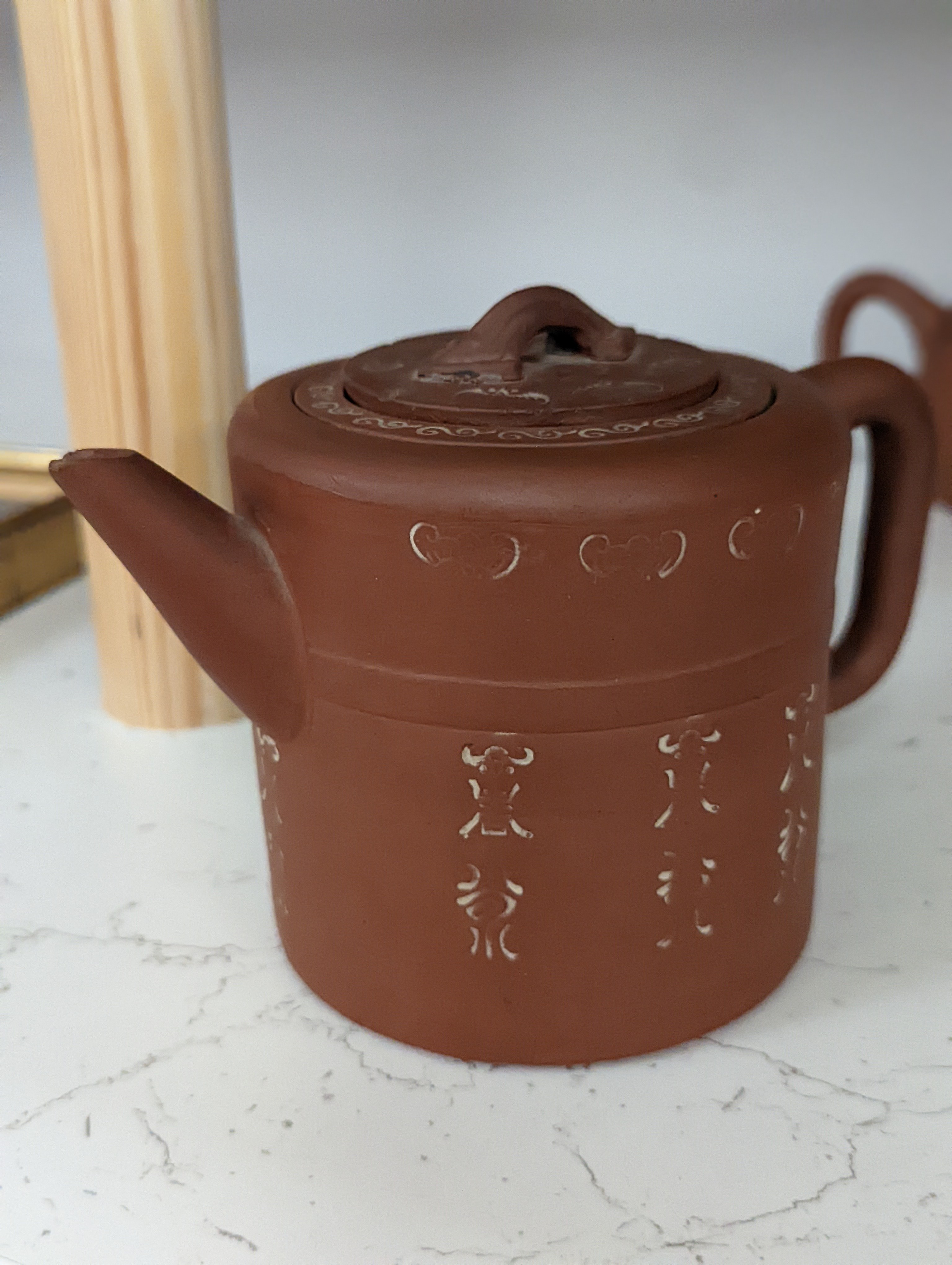 Six Chinese Yixing teapots, tallest 11cm